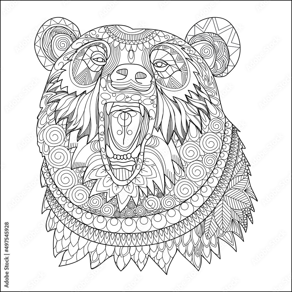 Animal coloring pages for adults Stock Vector | Adobe Stock