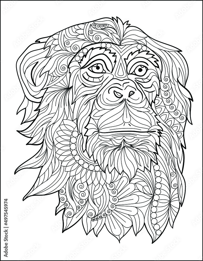 Animal coloring pages for adults Stock Vector Adobe Stock