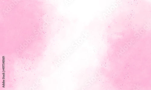 Light pink abstract watercolor background with paper texture. abstract watercolor painting. Pink watercolor ombre leaks and splashes texture on white watercolor paper background.  
