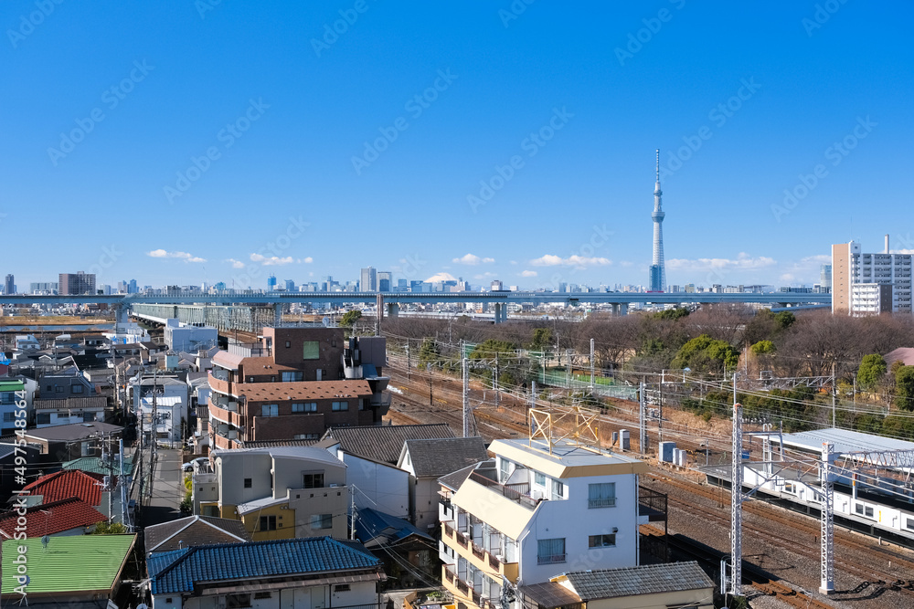 東京都葛飾区 新小岩から見る東京都心方向の風景