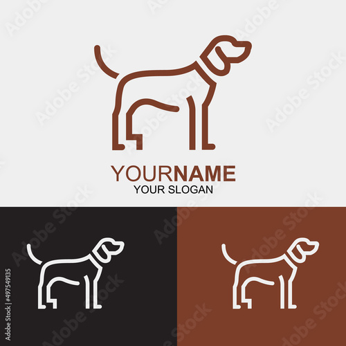 Dog line type logo design symbol illustration