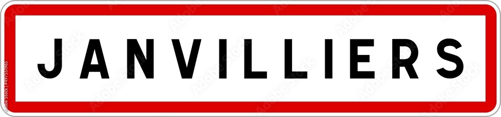 Fototapeta premium Panneau entrée ville agglomération Janvilliers / Town entrance sign Janvilliers