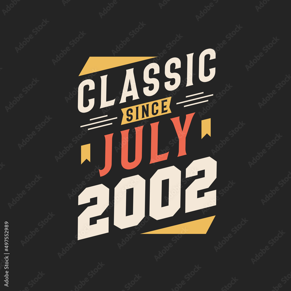 Classic Since July 2002. Born in July 2002 Retro Vintage Birthday