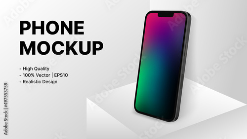 Realistic Smartphone Mockup. High quality Banner Advertisement. Template for Presentation Slide. Vector illustration