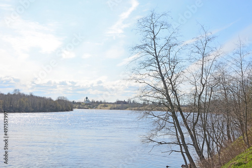 Volkhov river valley. View from the top  spring season