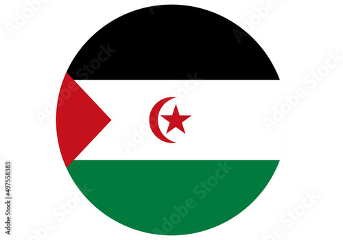 Circulo con la bandera del Sahara sobre fondo blanco