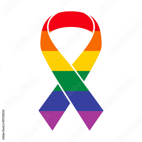 LGBT rainbow pride flag awareness ribbon icon vector. LGBT flag design element isolated on a white background. Gay pride symbol ribbon vector