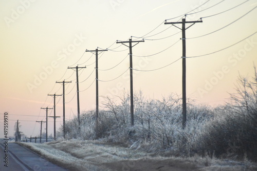 Canvastavla Iced power lines
