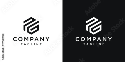 Creative Letter PG Monogram Logo Design Icon Template White and Black Background