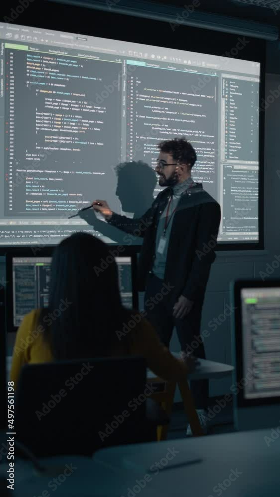 Vertical Screen: Teacher Giving Computer Science Lecture to Diverse ...