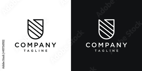 Creative Letter U Monogram Logo Design Icon Template White and Black Background