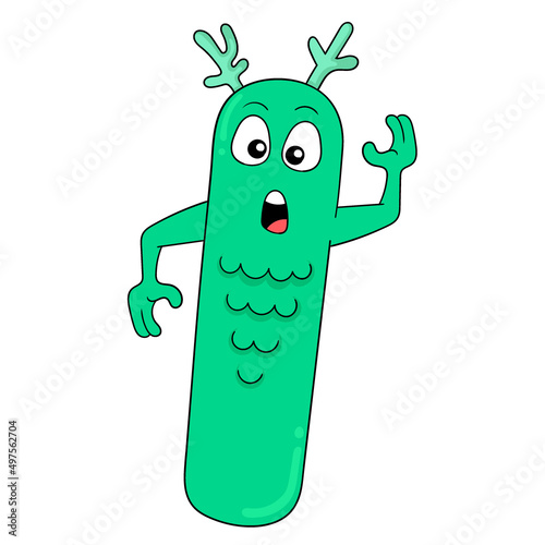 the oblong monster is making a surprised face, doodle icon image kawaii
