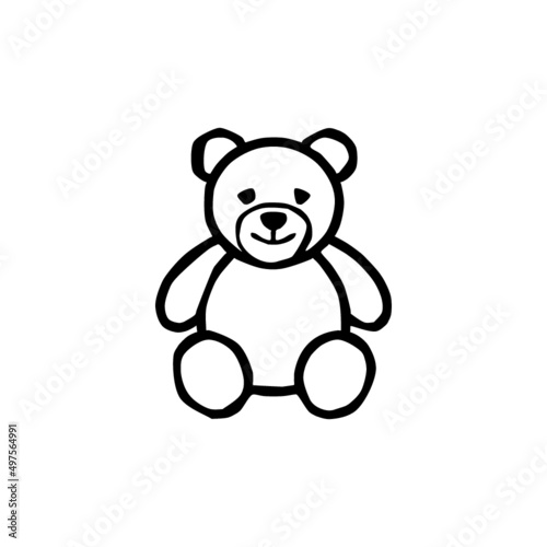 Teddy bear hand drawn icon isolated on white background