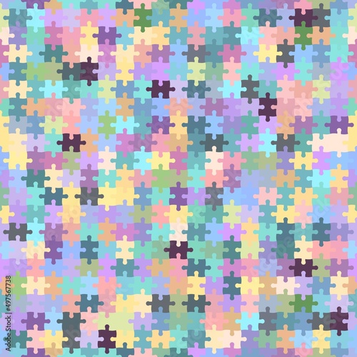 Seamless colorful pattern with puzzles, jigsaw, childrens pattern background © Andrew