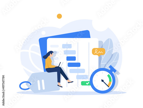 Deadline concept illustration, perfect for web design, banner, mobile app, landing page, vector flat design