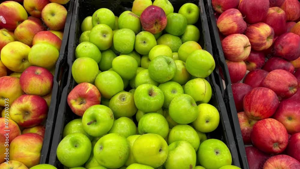 apples red, green, yellow apple fruits on the counter of the market store healthy meal food diet snack on the table copy space food background rustic top view keto or paleo diet veggie vegan apples red, green, yellow apple fruits on the counter of the market store healthy meal food diet snack on the table copy space food background rustic top view keto or paleo diet veggie vegan