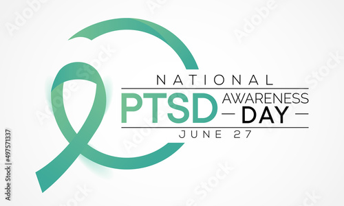 PTSD awareness day is observed every year on June 27. Post-traumatic stress disorder is a psychiatric disorder that may occur in people who have experienced or witnessed a traumatic event. vector art