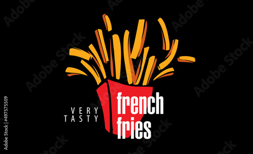 Vector illustration of French fries on a black background