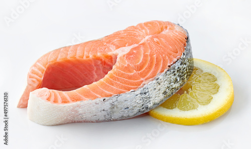 fresh raw salmon steak