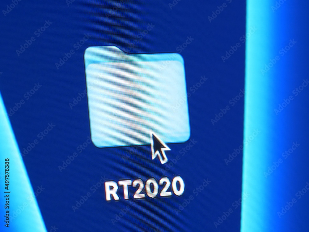 RT2020 - Réglementation Thermique 2020 - photo macro d'un dossier sur un écran d'ordinateur RT2020 - Réglementation Thermique 2020 - photo macro d'un dossier sur un écran d'ordinateur