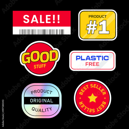Set of store or outlet stickers