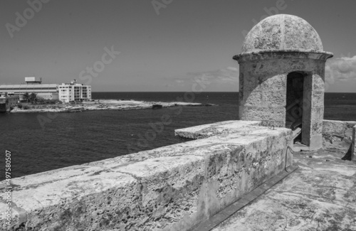 Grayscale view of La Chorrera in Cuba photo