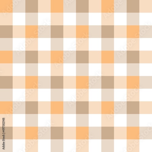 Orange, brown, and white plaid seamless pattern background. Vector illustration.