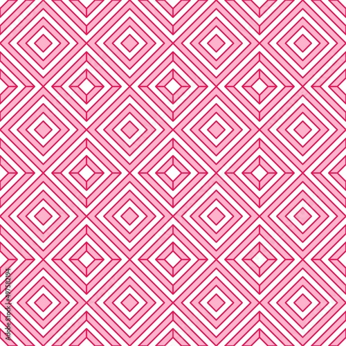 White and pink abstract line geometric diagonal square seamless pattern background. Vector illustration. 