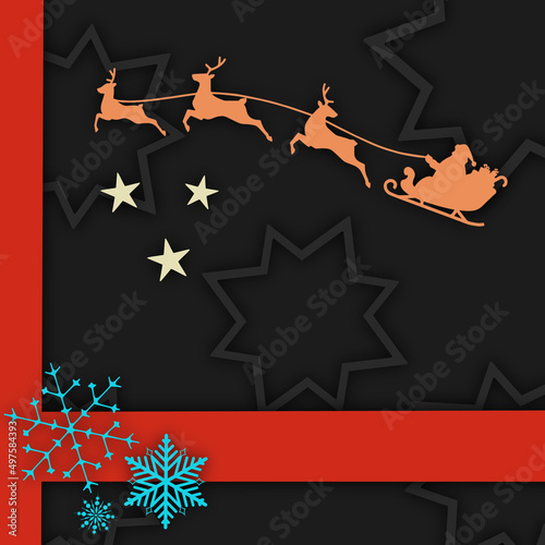 Illustration of stars, flacks, and deer on the black background photo