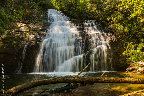 Water flows down Helton Creek Water Falls in Georgia