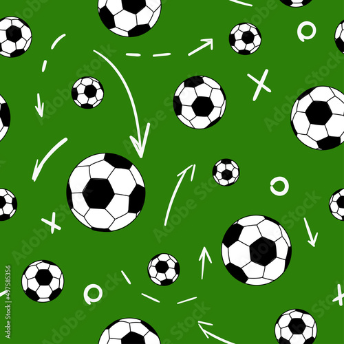vector pattern football, soccer game with green field, team background 
