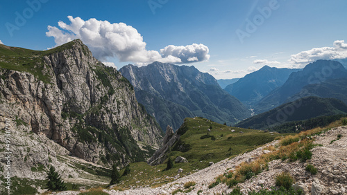 Beautiful view of mangart mountains in julian alps,Slovenia photo