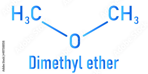 Dimethyl ether, methoxymethane, DME, molecule. Skeletal formula. photo