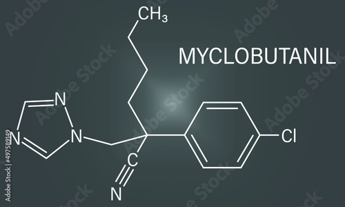 Myclobutanil antifungal molecule (triazole class). Skeletal formula.