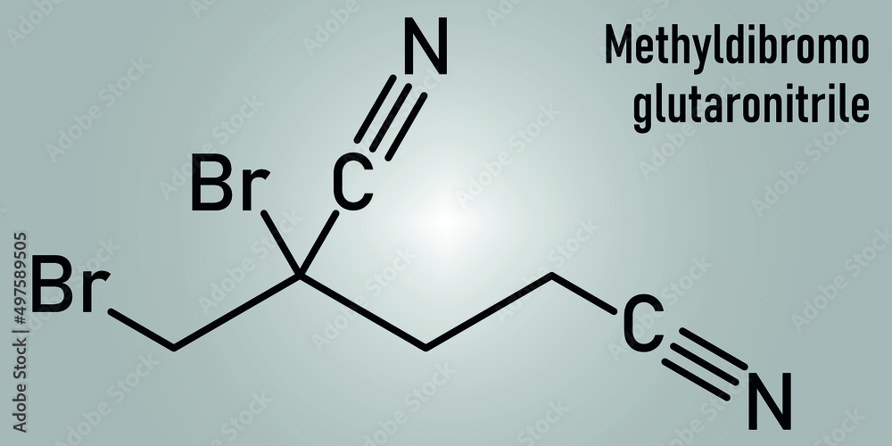 Methyldibromo glutaronitrile preservative molecule. Common allergen