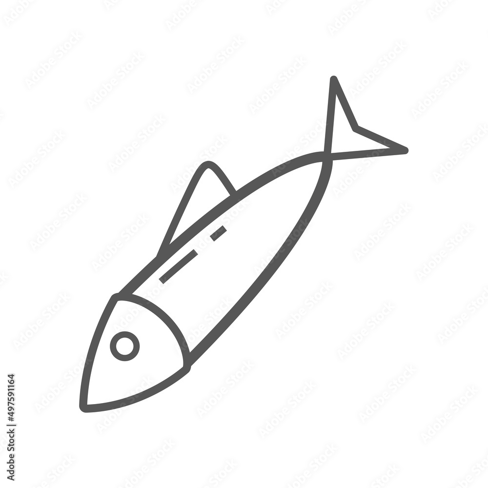 Vector linear icon with sardine