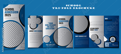 School Tri-Fold Brochure Template Design, School admission brochure template premium vector, Marketing Brochure Template, Corporate Diploma Design for education.