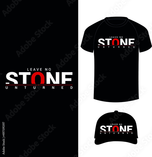 Typography abstract T-shirt design with T-shirt and cap mockup