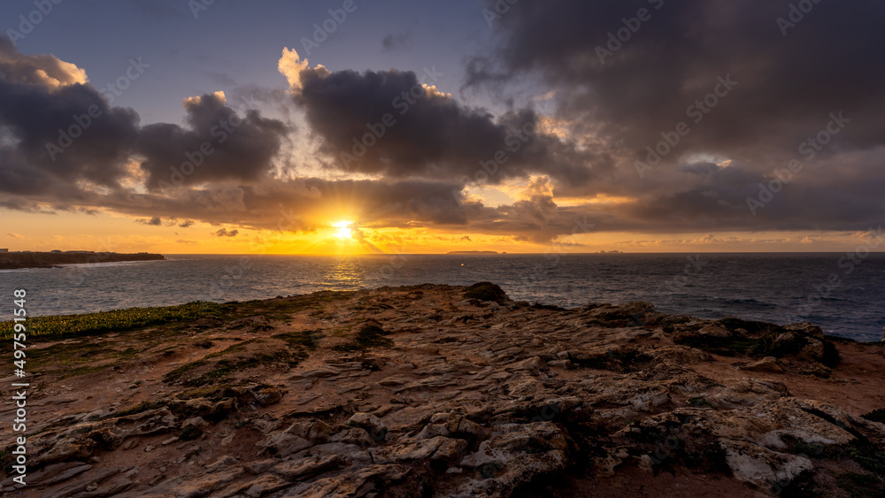 Sunset on the coast of Peniche in Portugal