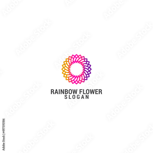 Rainbow flower logo icon design template. luxury, premium vector  © jecky