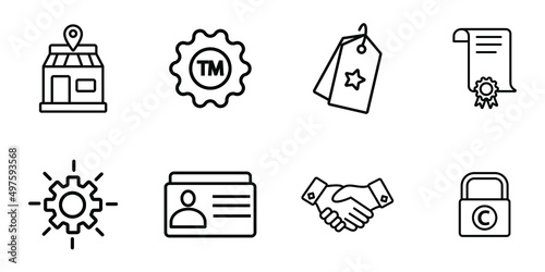 intangible assets icons set .  intangible assets pack symbol vector elements for infographic web