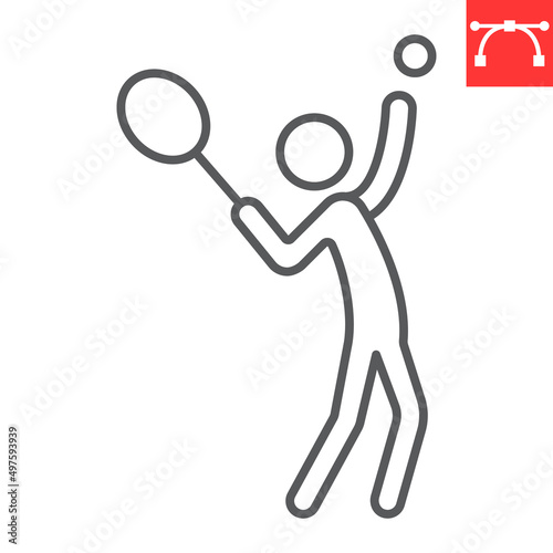 Tennis sport line icon, sport and game, tennis player vector icon, vector graphics, editable stroke outline sign, eps 10. © amin268