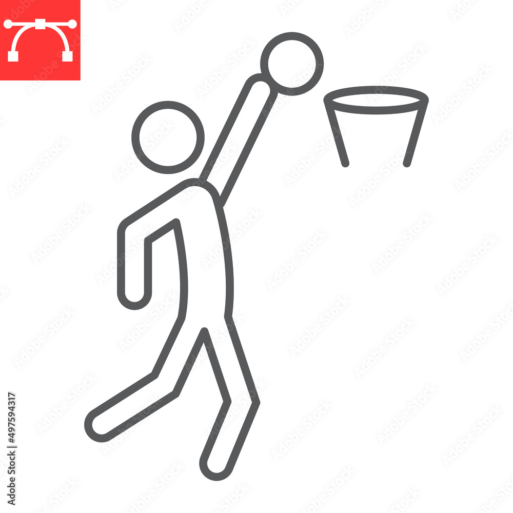 Basketball sport line icon, sport and play, man playing basketball vector icon, vector graphics, editable stroke outline sign, eps 10. Basketball sport line icon, sport and play, man playing basketball vector icon, vector graphics, editable stroke outline sign, eps 10.