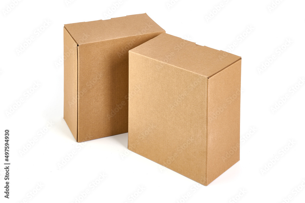 Brown cardboard box, isolated on white background. Brown cardboard box, isolated on white background.