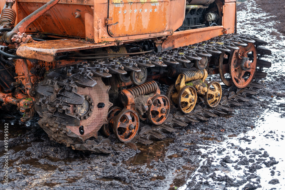 Naklejka premium Soviet era tractor equipment. Still on the agenda.