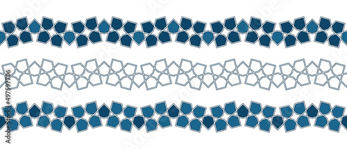 Set of borders of Islamic pattern for Ramadan greetings cards and templates. Vector illustration.