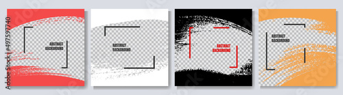 Vector illustration. Grunge overlay. Hand drawn abstract frames set. Ink brush strokes mess. Design for web banner, social media template. Retro vintage background collection. Frame for photo