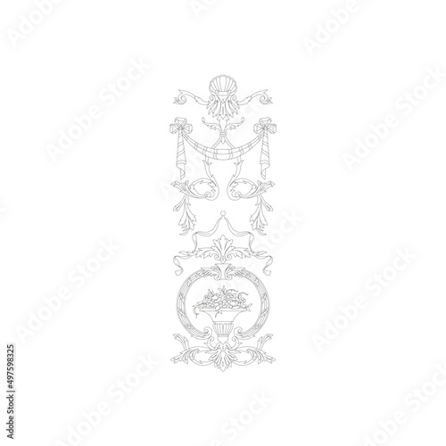 A vertical pan of decorations and roses in the French style