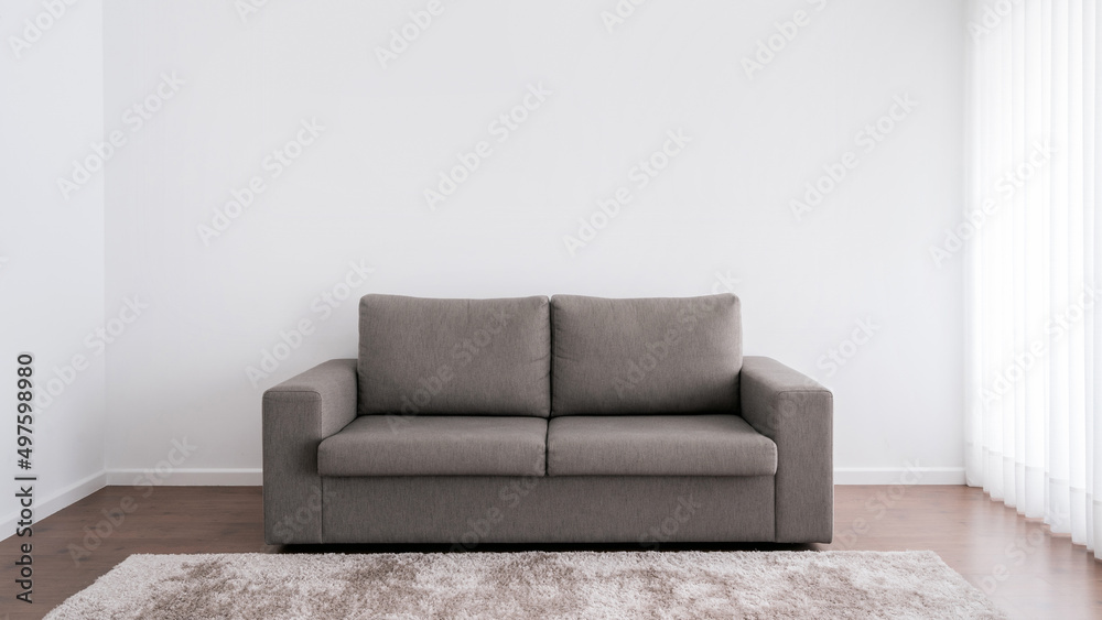 Grey sofa and carpet in empty room Grey sofa and carpet in empty room