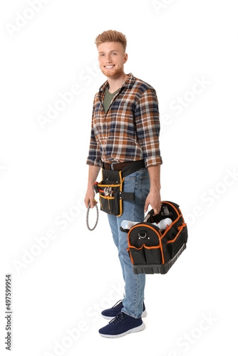 Handsome plumber with tools...